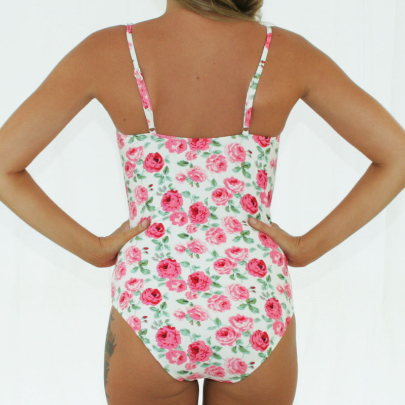 GEORGIA Ruched Twist Front Swimsuit - Vintage Cream Floral - Sizes 12 - 16