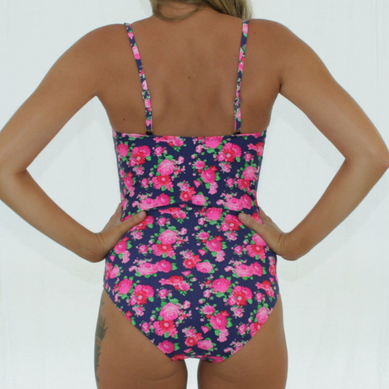 GEORGIA Ruched Twist Front Swimsuit - Vintage Navy Floral - Sizes 12 - 18
