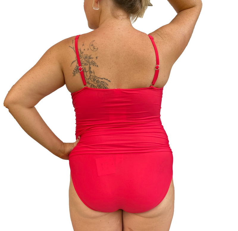 SOPHIA Twist Tankini Ruched Singlet Top  -  Cherry Red - Sizes 12-20