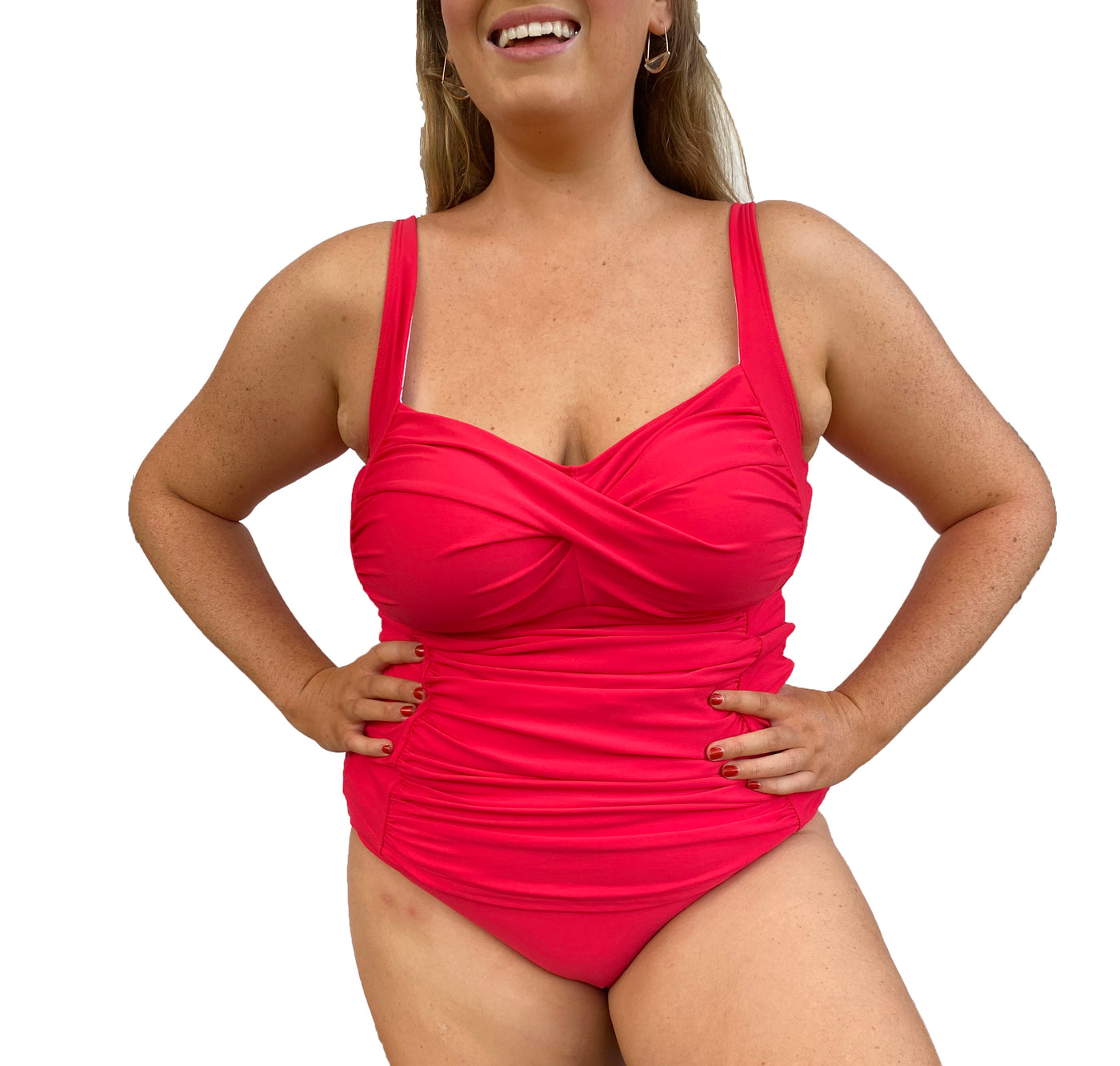 SOPHIA Twist Tankini Ruched Singlet Top Cherry Red Sizes 12 20