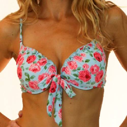 ZARA – Bikini Top – Vintage Blue Floral Sizes 8 & 10